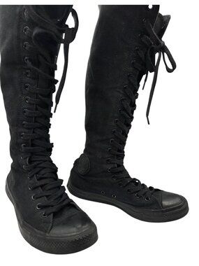 Converse Chuck Taylor All Star Knee High Triple Black Boots W 10 M 8 Lace Up
